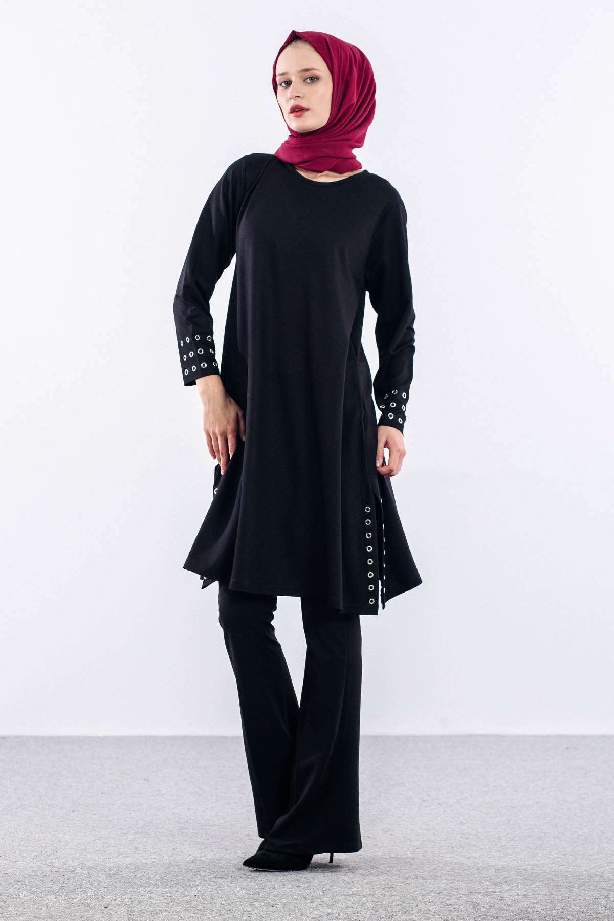 3508 Tunik 46-54 Kusgozu - Siyah - 2