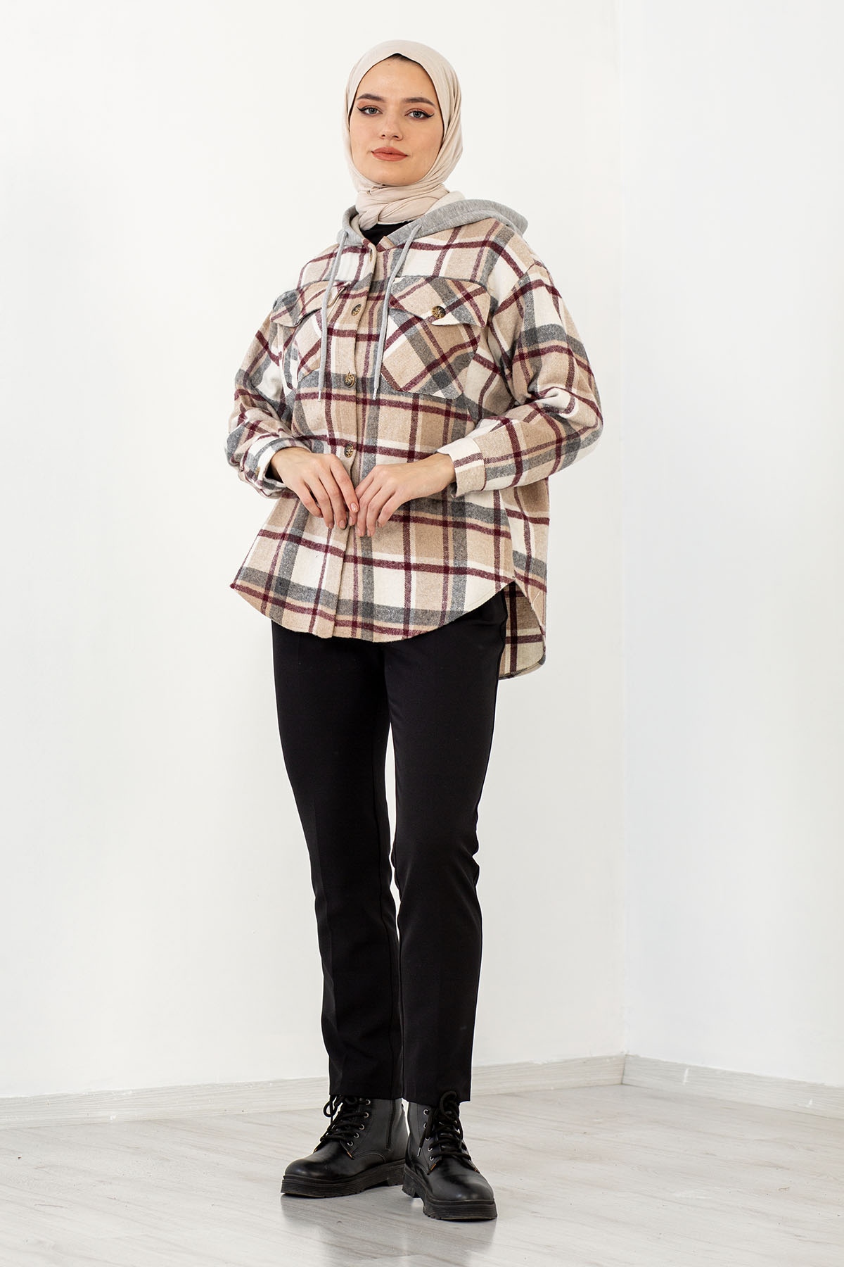 3522 Oduncu Gömlek 38-44 - Siyah_bordo - 1