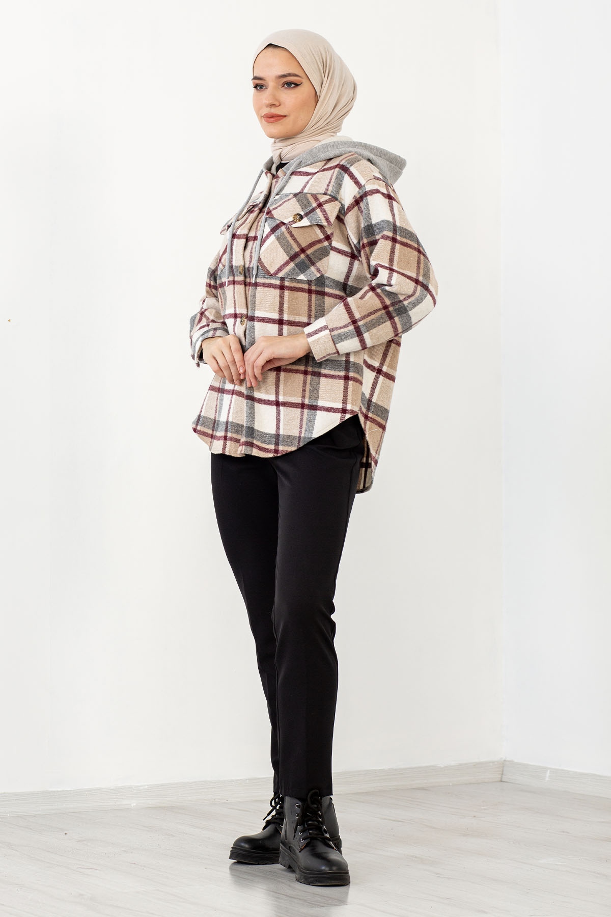 3522 Oduncu Gömlek 38-44 - Siyah_bordo - 2