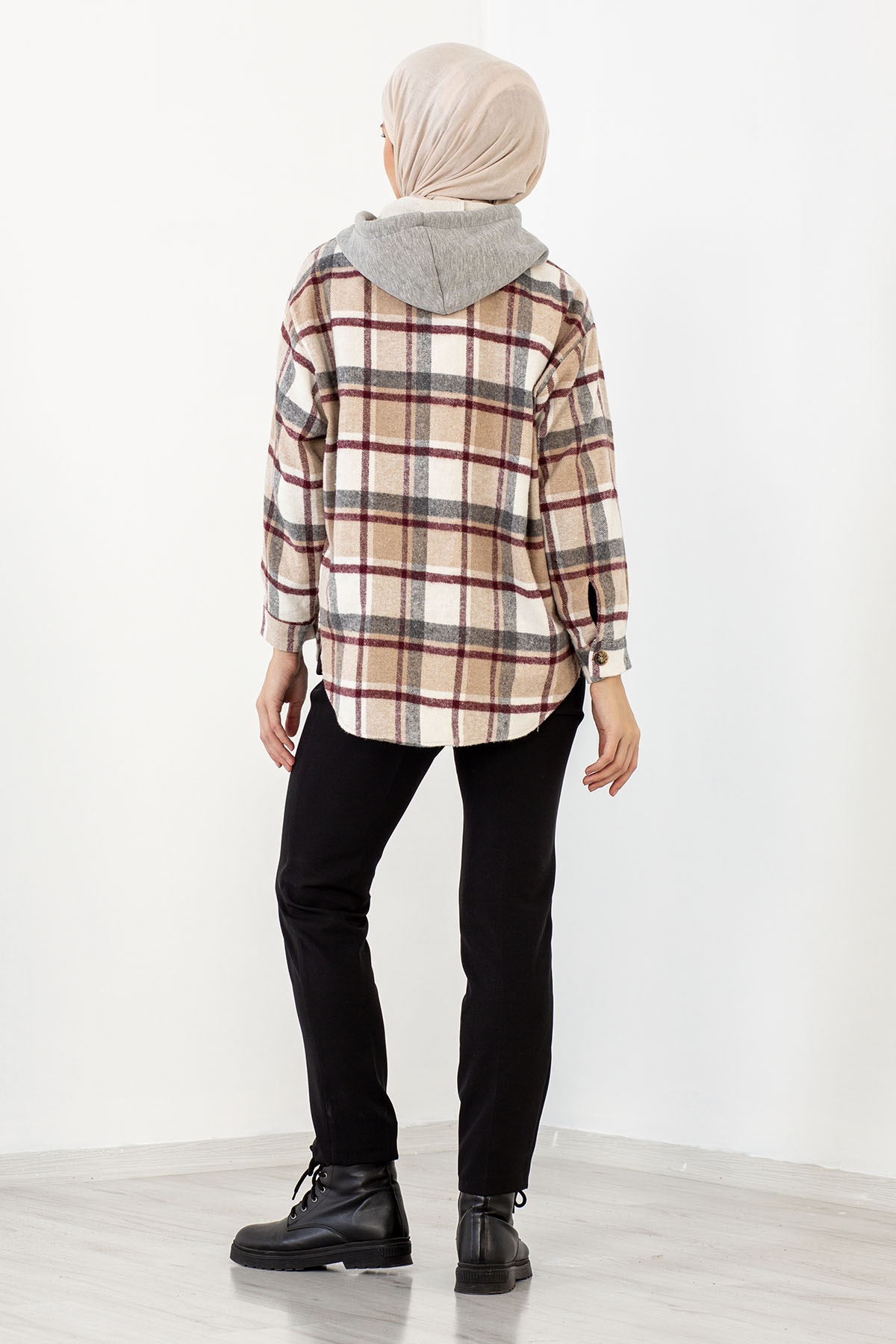 3522 Oduncu Gömlek 38-44 - Siyah_bordo - 3