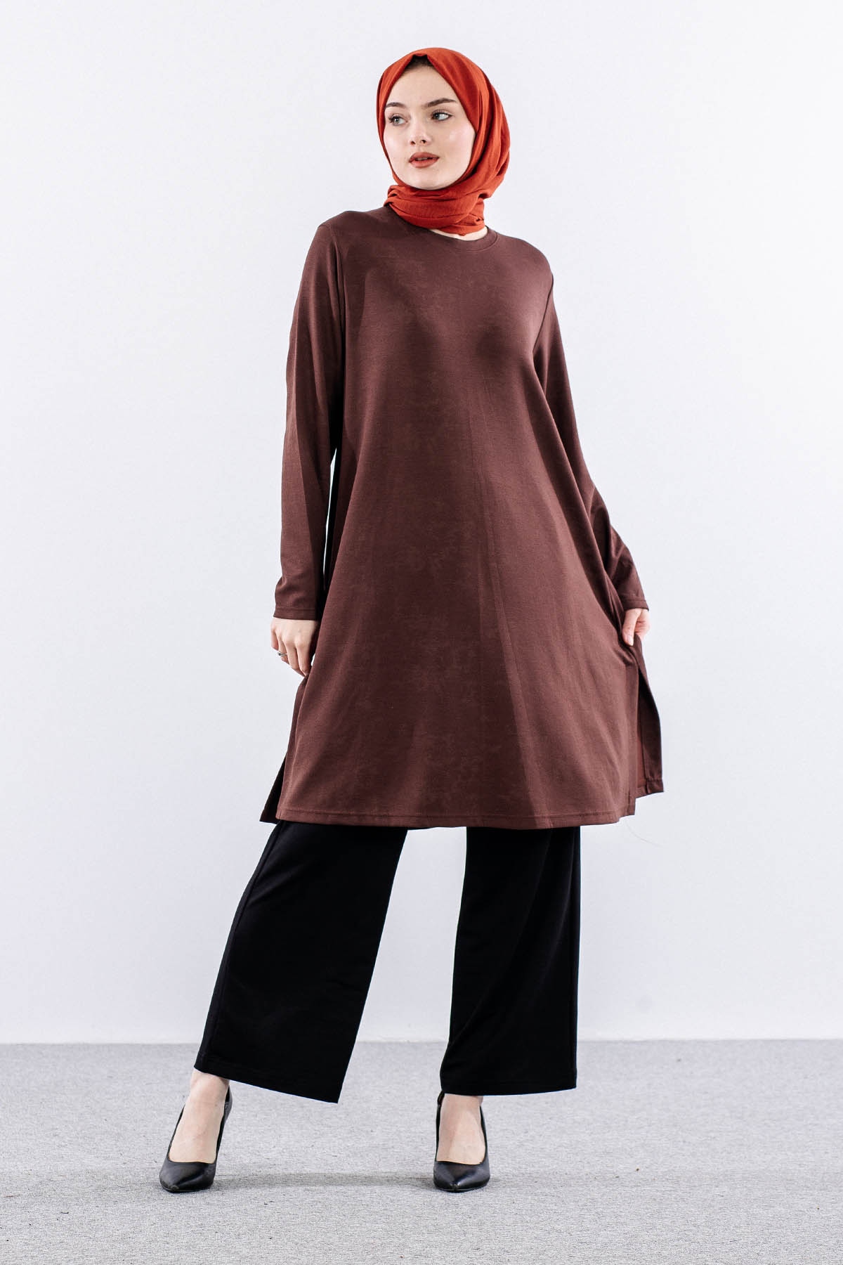 3531 Tunik 46-54 Desenli - Kahve - 1