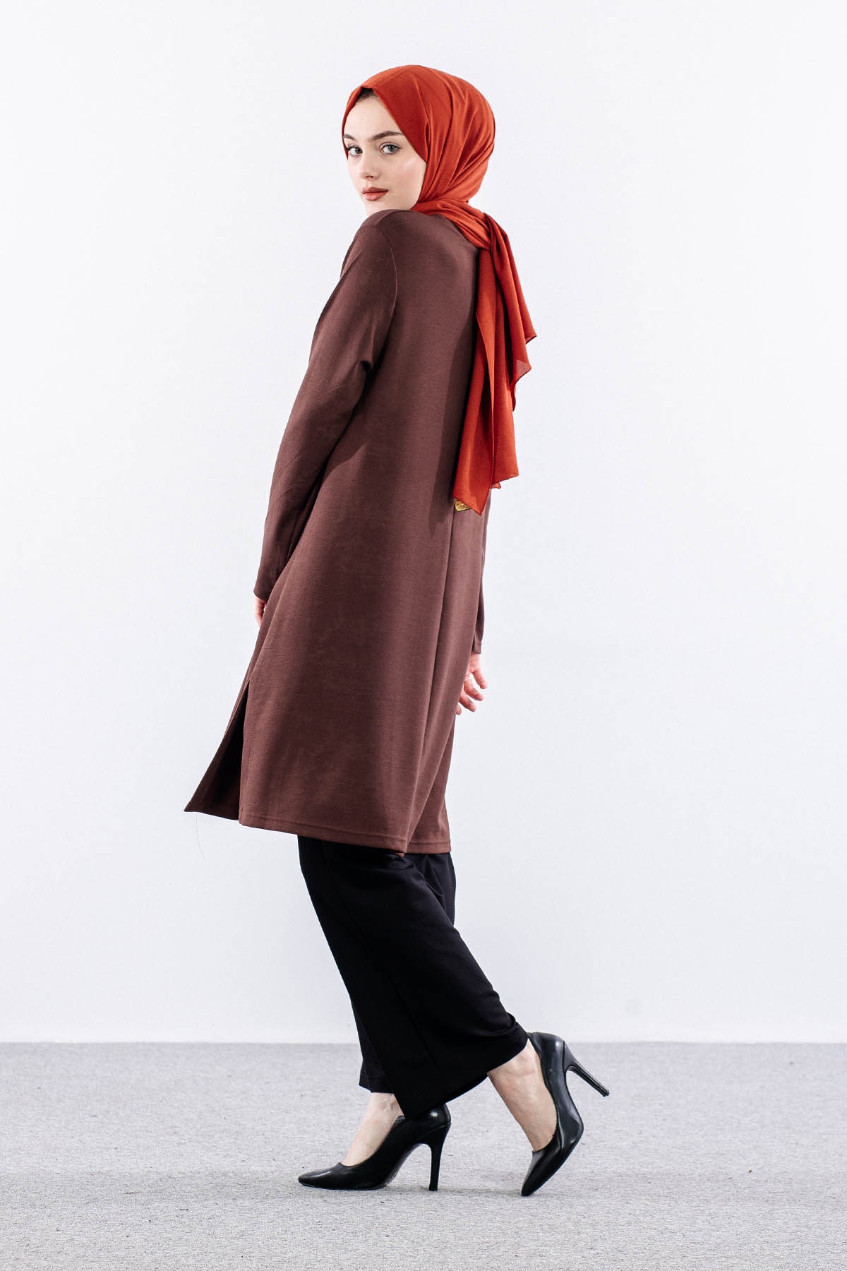 3531 Tunik 46-54 Desenli - Kahve - 4