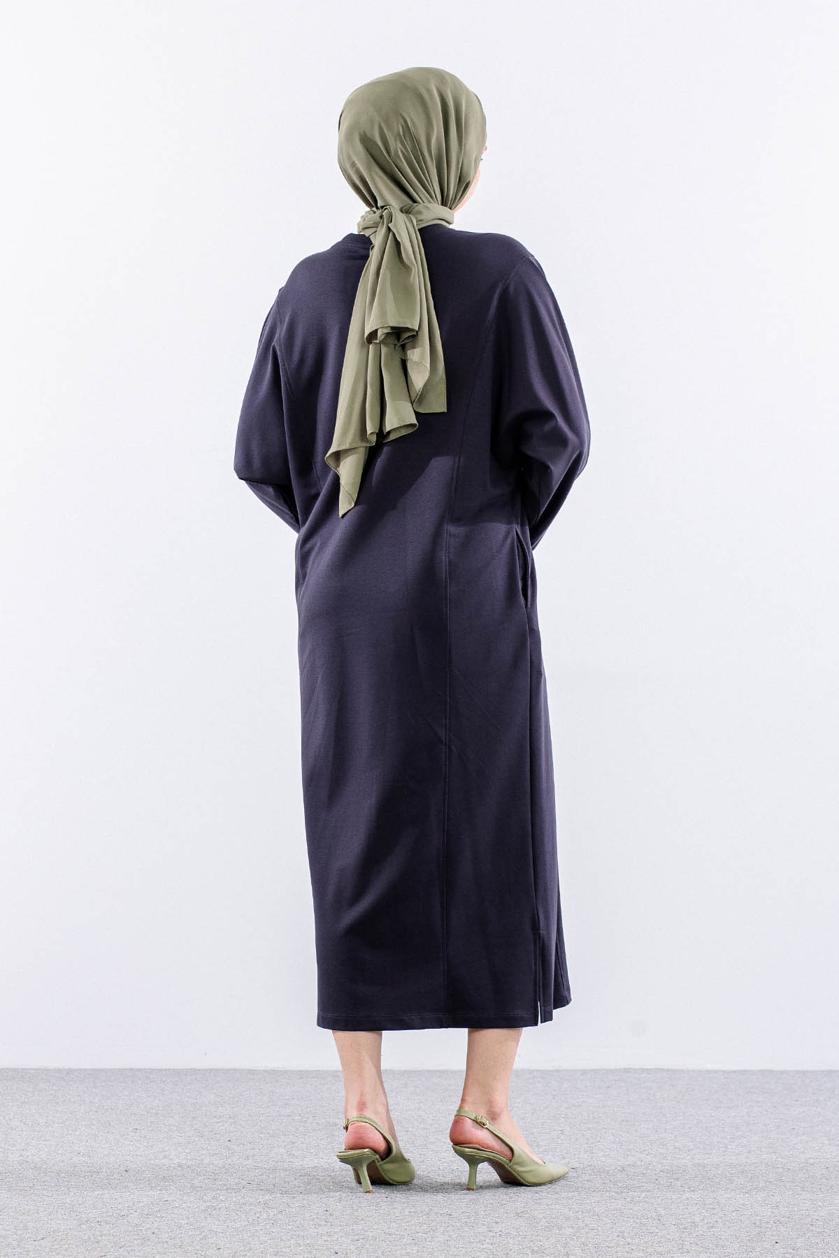 35335 Elbise Tek Yarasa Kol - Antrasit - 5