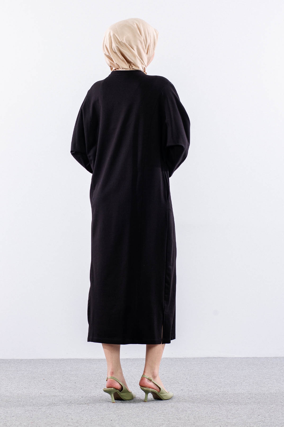 35335 Elbise Tek Yarasa Kol - Siyah - 5