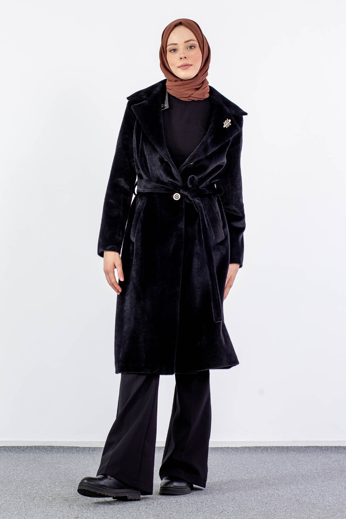 3571 Kaşe Kaban 40-48 - Siyah - 1