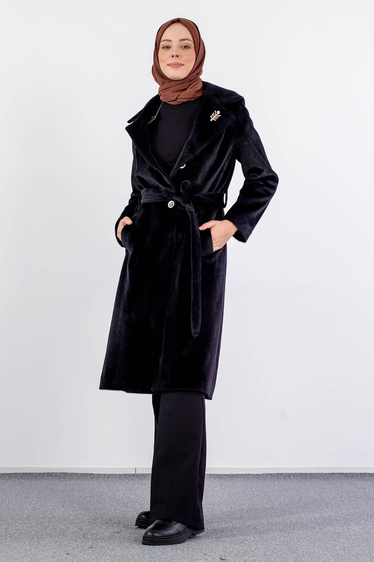 3571 Kaşe Kaban 40-48 - Siyah - 2