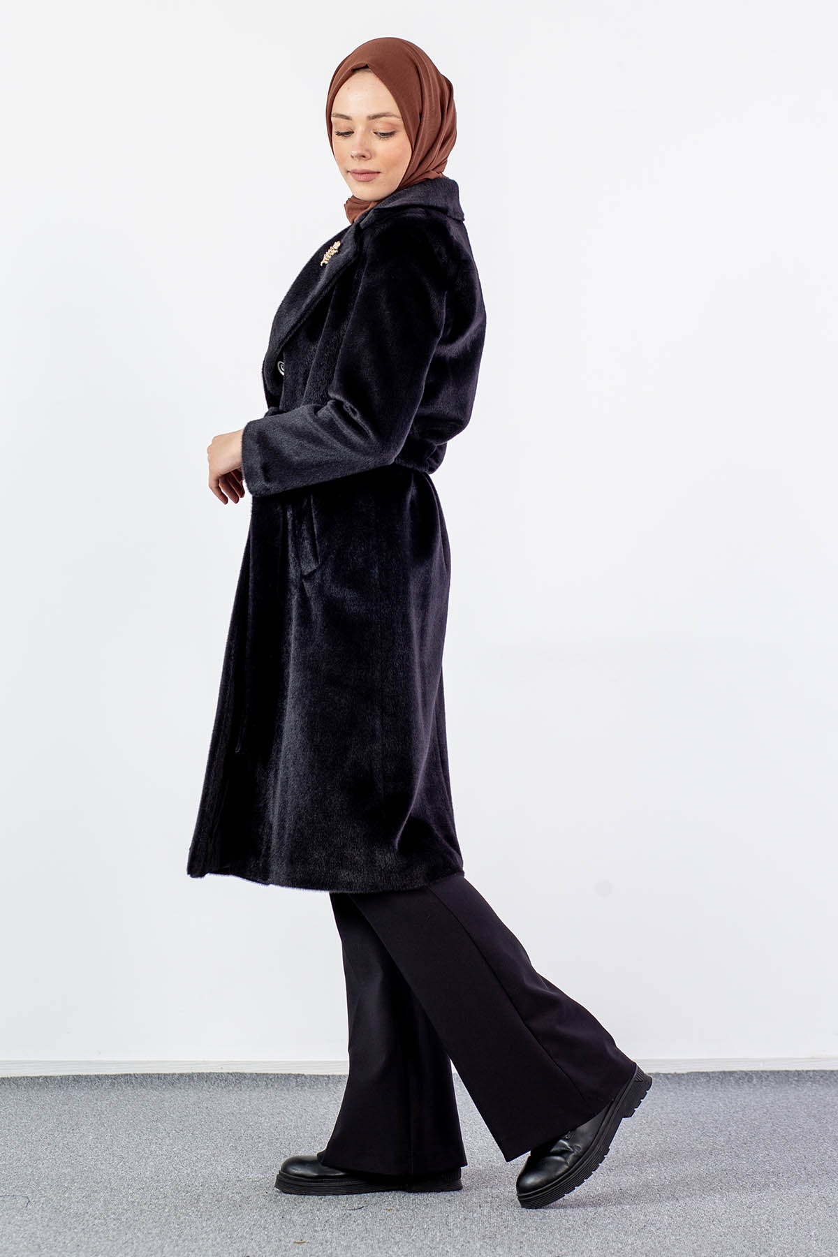 3571 Kaşe Kaban 40-48 - Siyah - 4