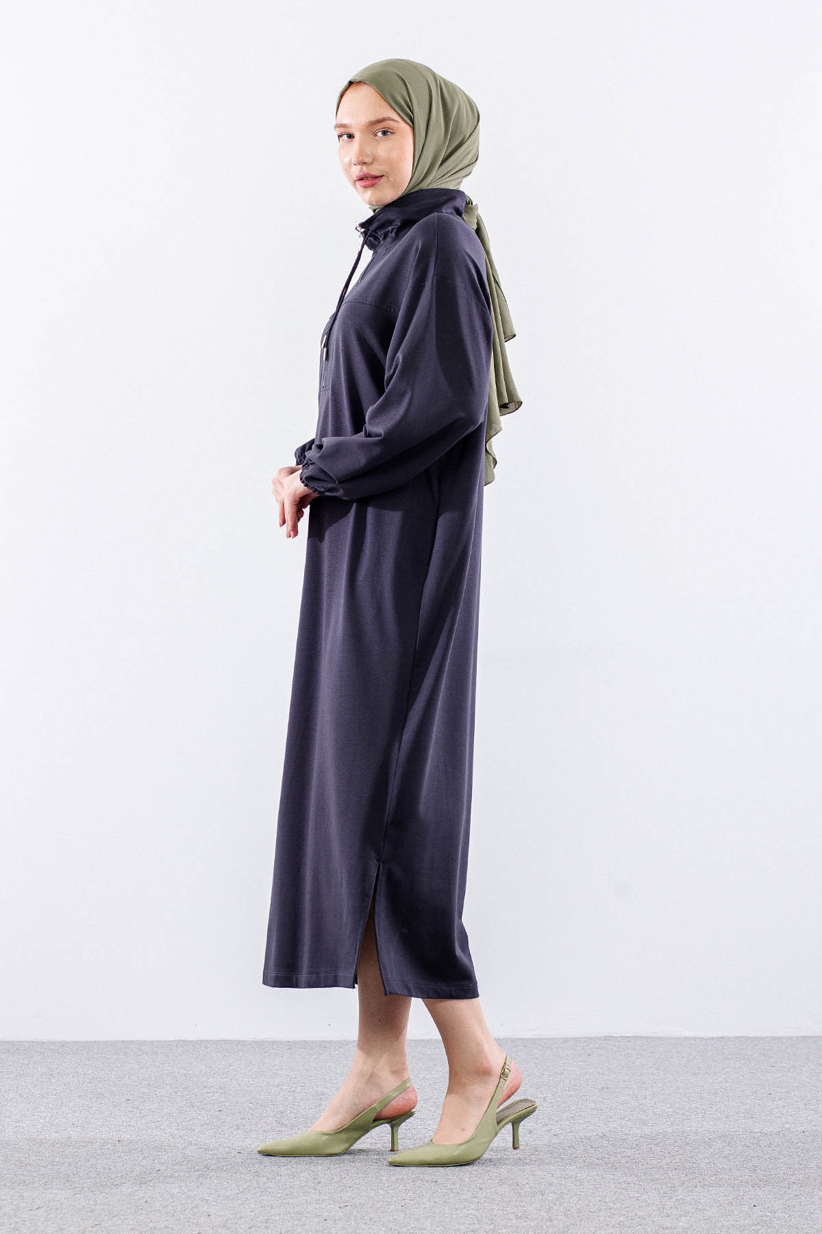 35742 Elbise Tek Keşık Detay - Antrasit - 3