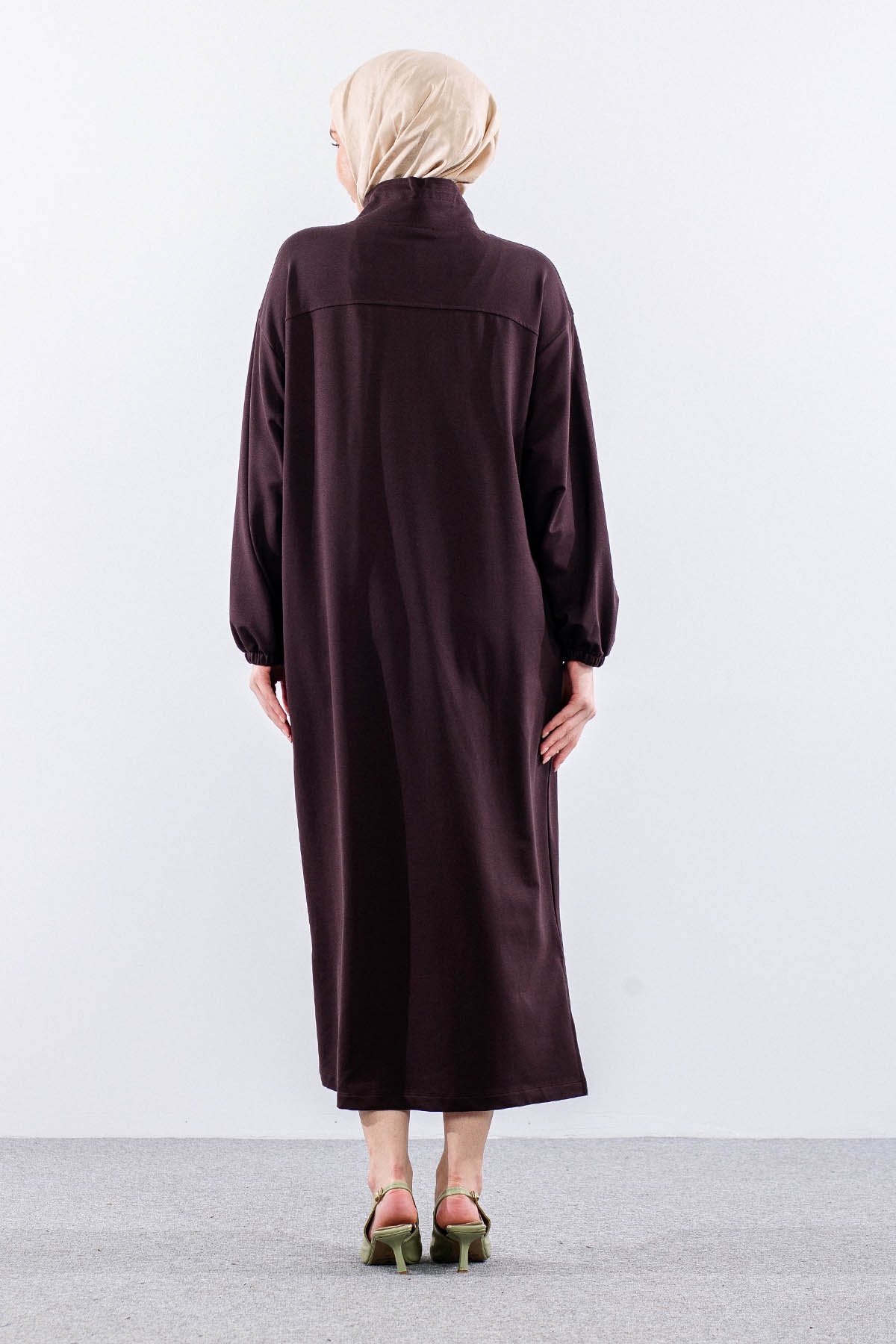 35742 Elbise Tek Keşık Detay - Kahve - 4