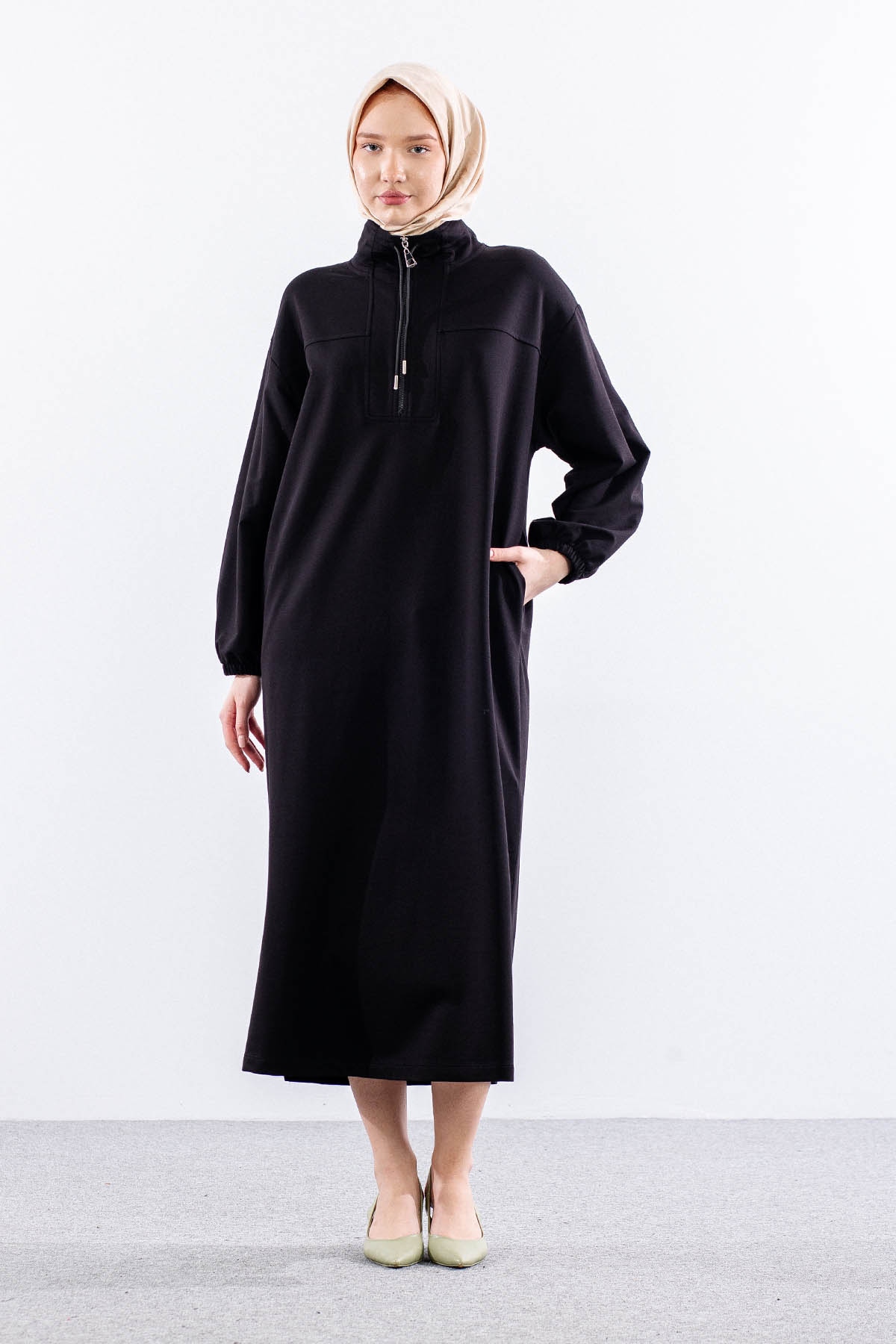 35742 Elbise Tek Keşık Detay - Siyah - 2