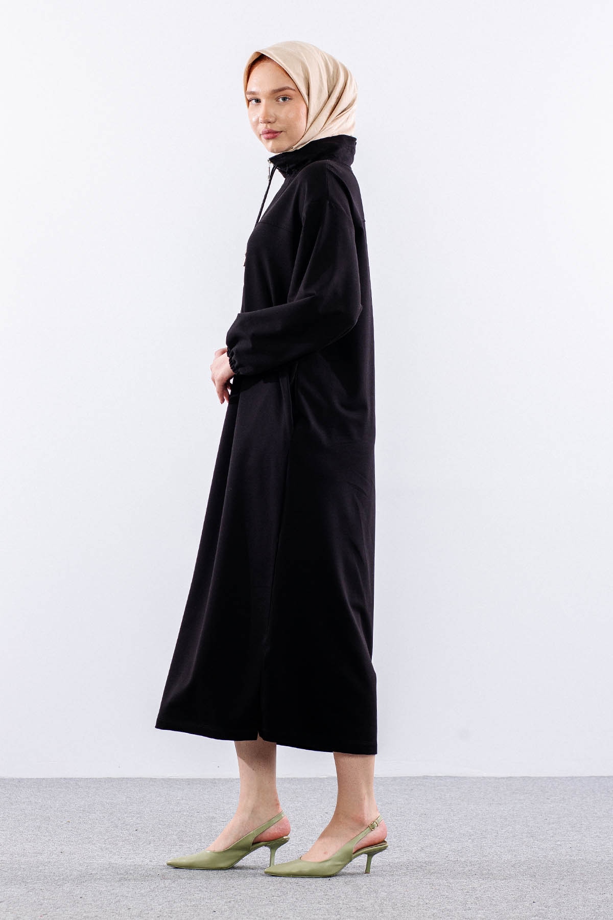 35742 Elbise Tek Keşık Detay - Siyah - 3