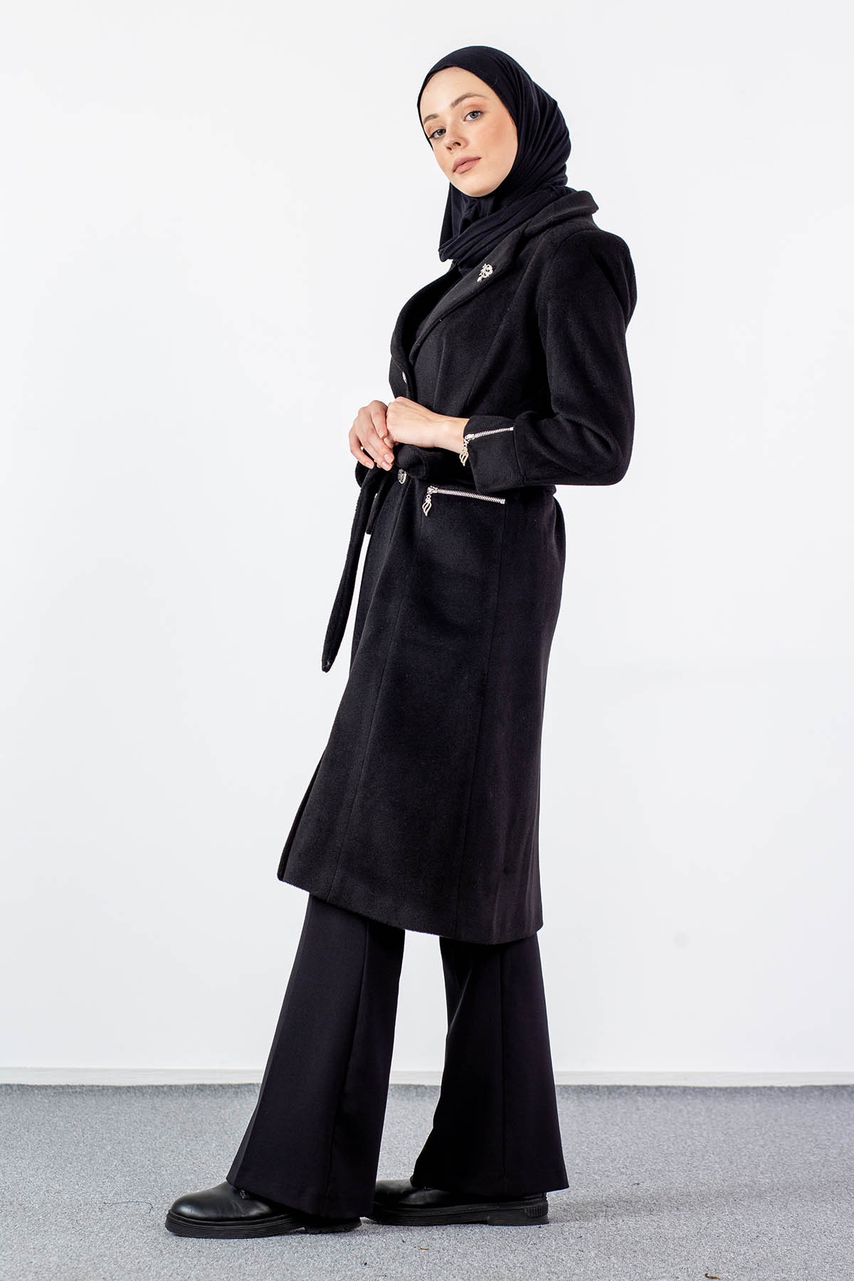 3576 Kaşe Kaban 42-50 - Siyah - 5