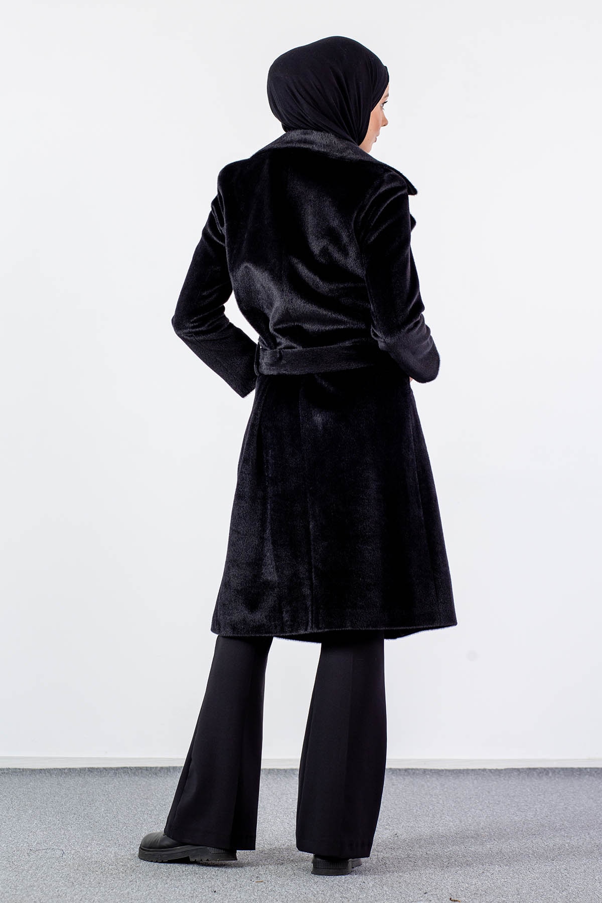 3581 Kaşe Kaban 38-46 - Siyah - 5