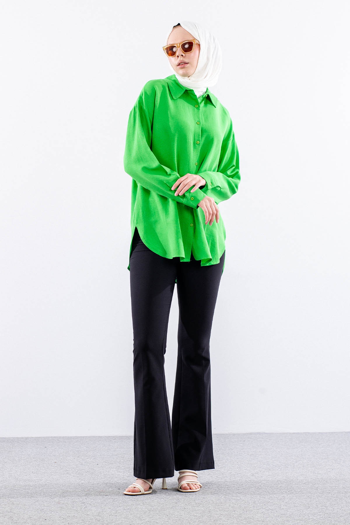 35842 Oversize Basic Gömlek Tek - Benetton - 1