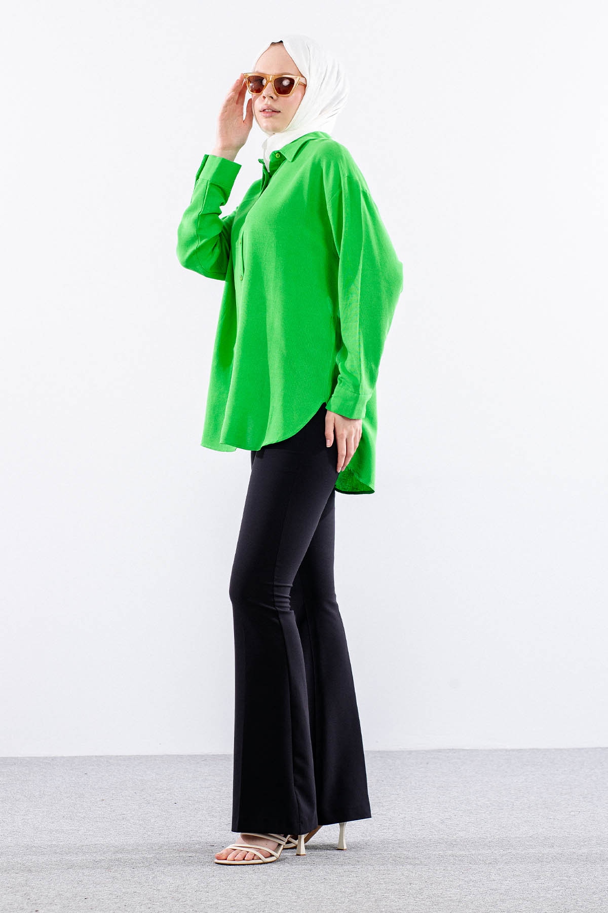 35842 Oversize Basic Gömlek Tek - Benetton - 3