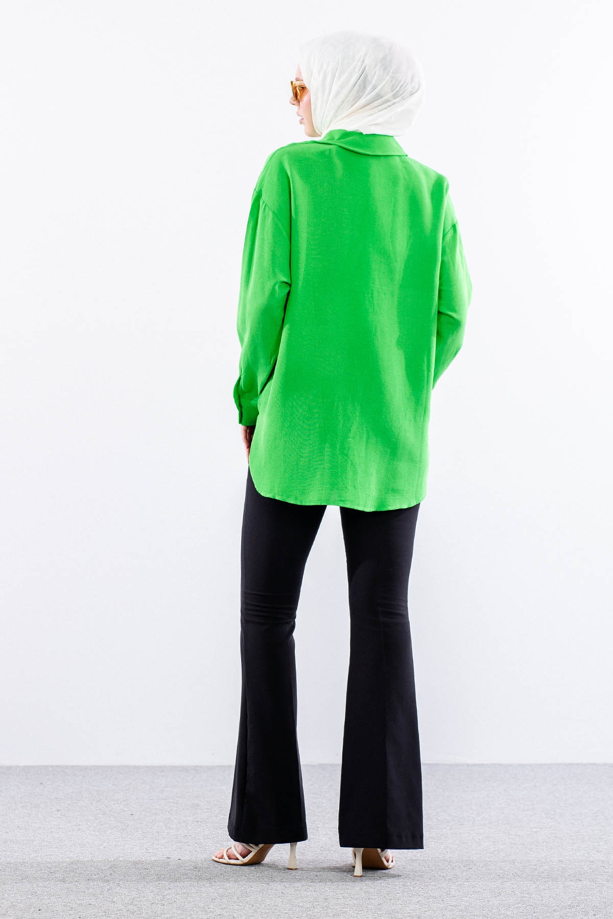 35842 Oversize Basic Gömlek Tek - Benetton - 4