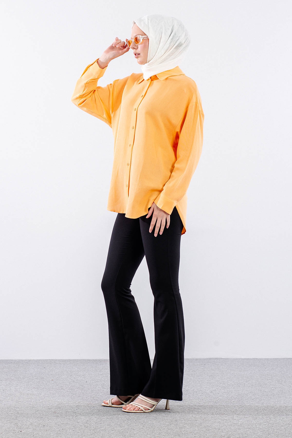 35842 Oversize Basic Gömlek Tek - Smoothie - 4