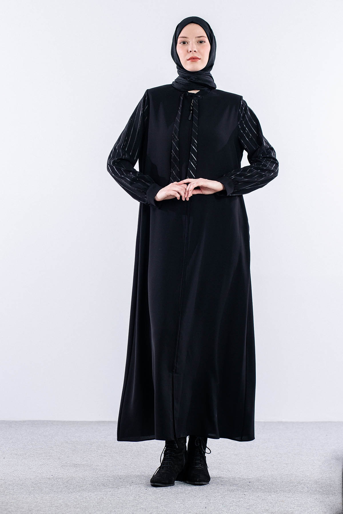 359 şik Ferace 42-52 - Siyah - 1