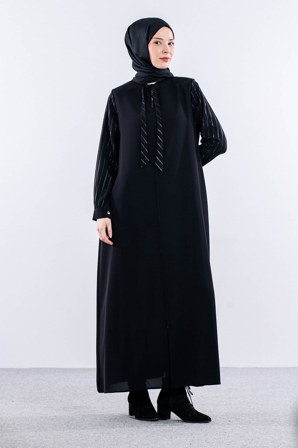 359 şik Ferace 42-52 - Siyah - 5