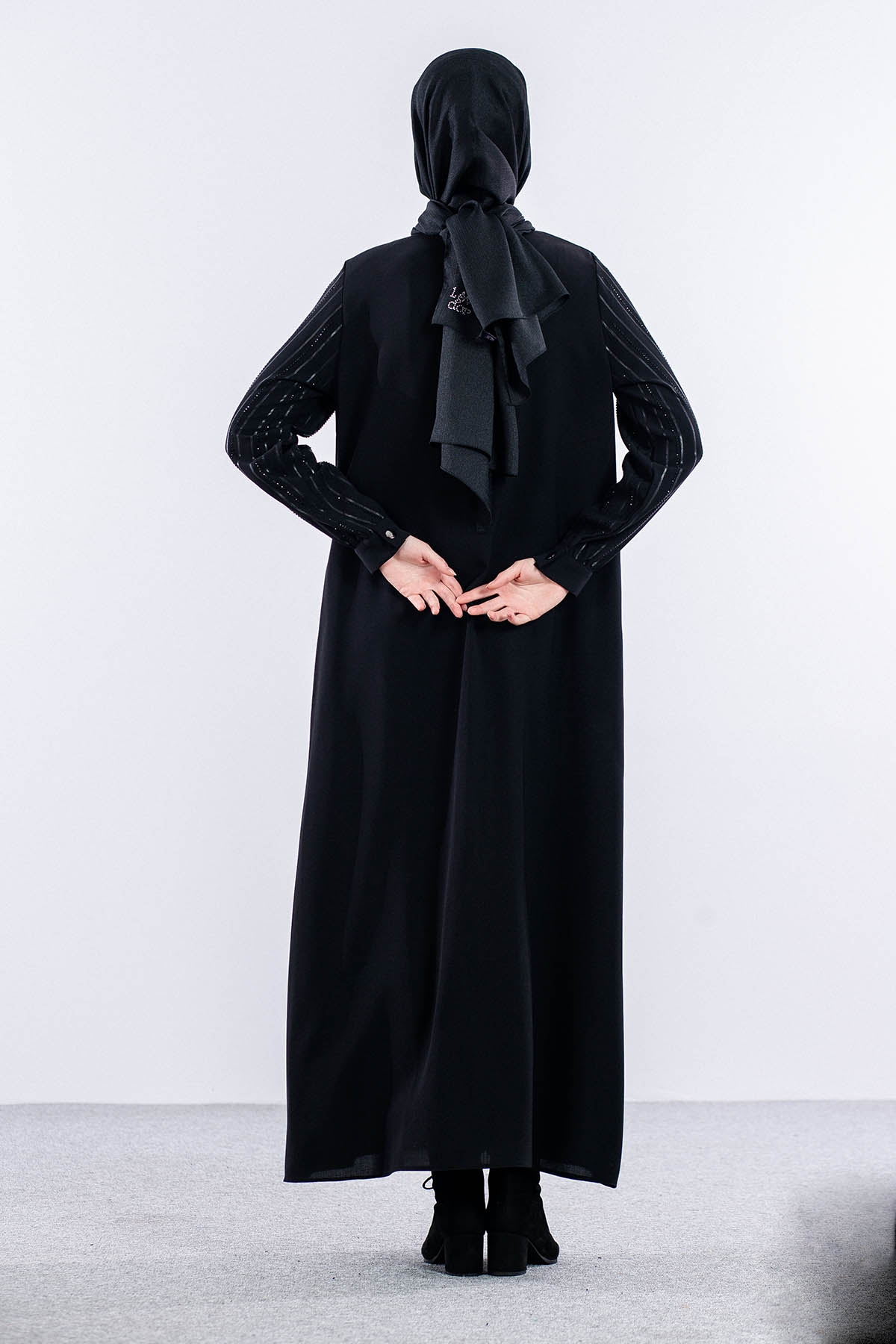 359 şik Ferace 42-52 - Siyah - 6