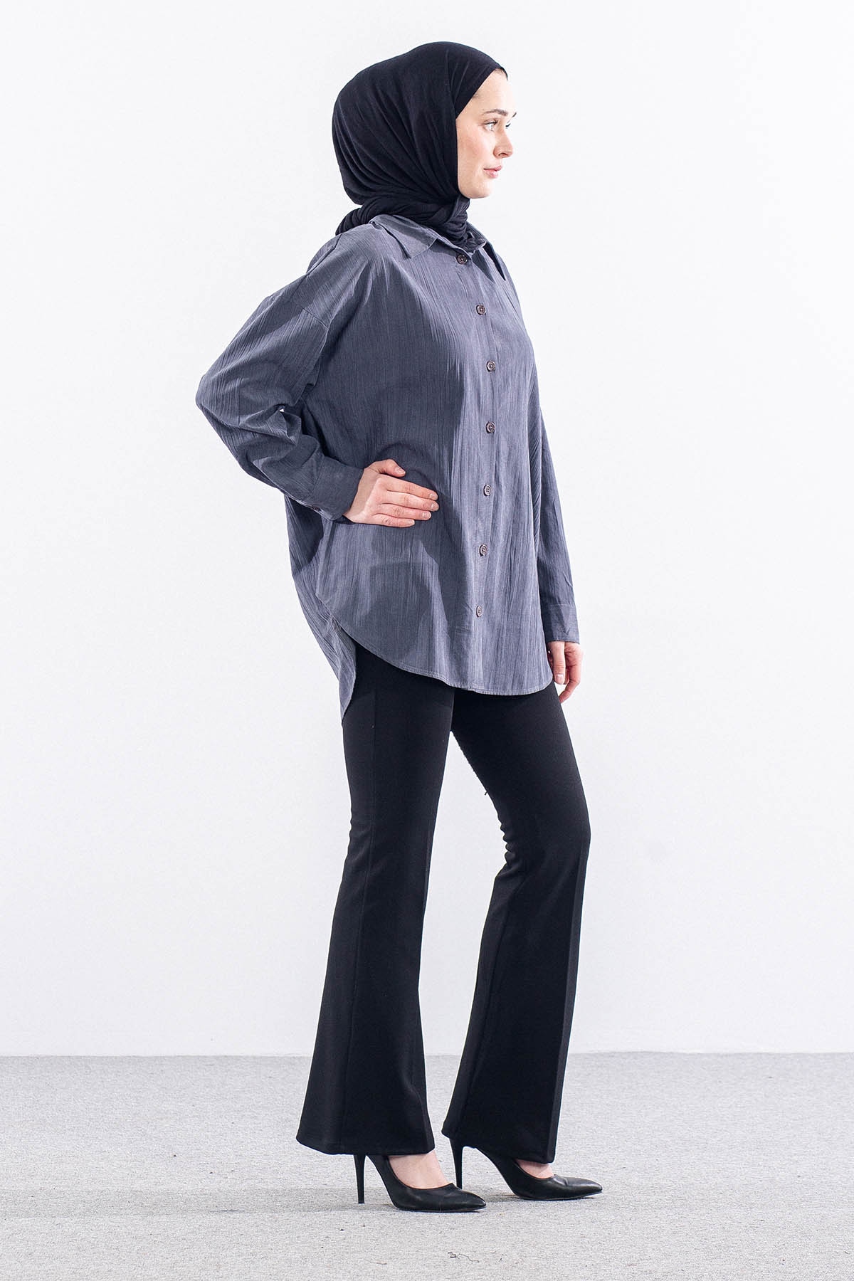 36221 Gömlek Tek Burumcuk - Antrasit - 4