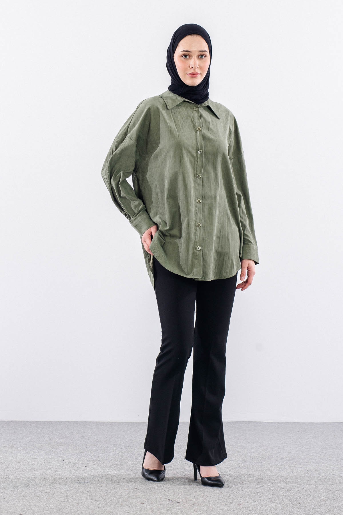 36221 Gömlek Tek Burumcuk - Haki - 3