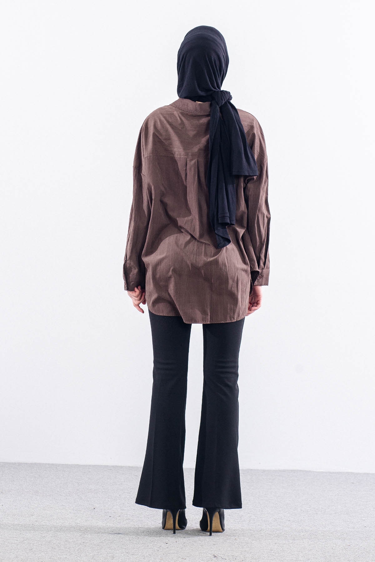 36221 Gömlek Tek Burumcuk - Kahve - 4