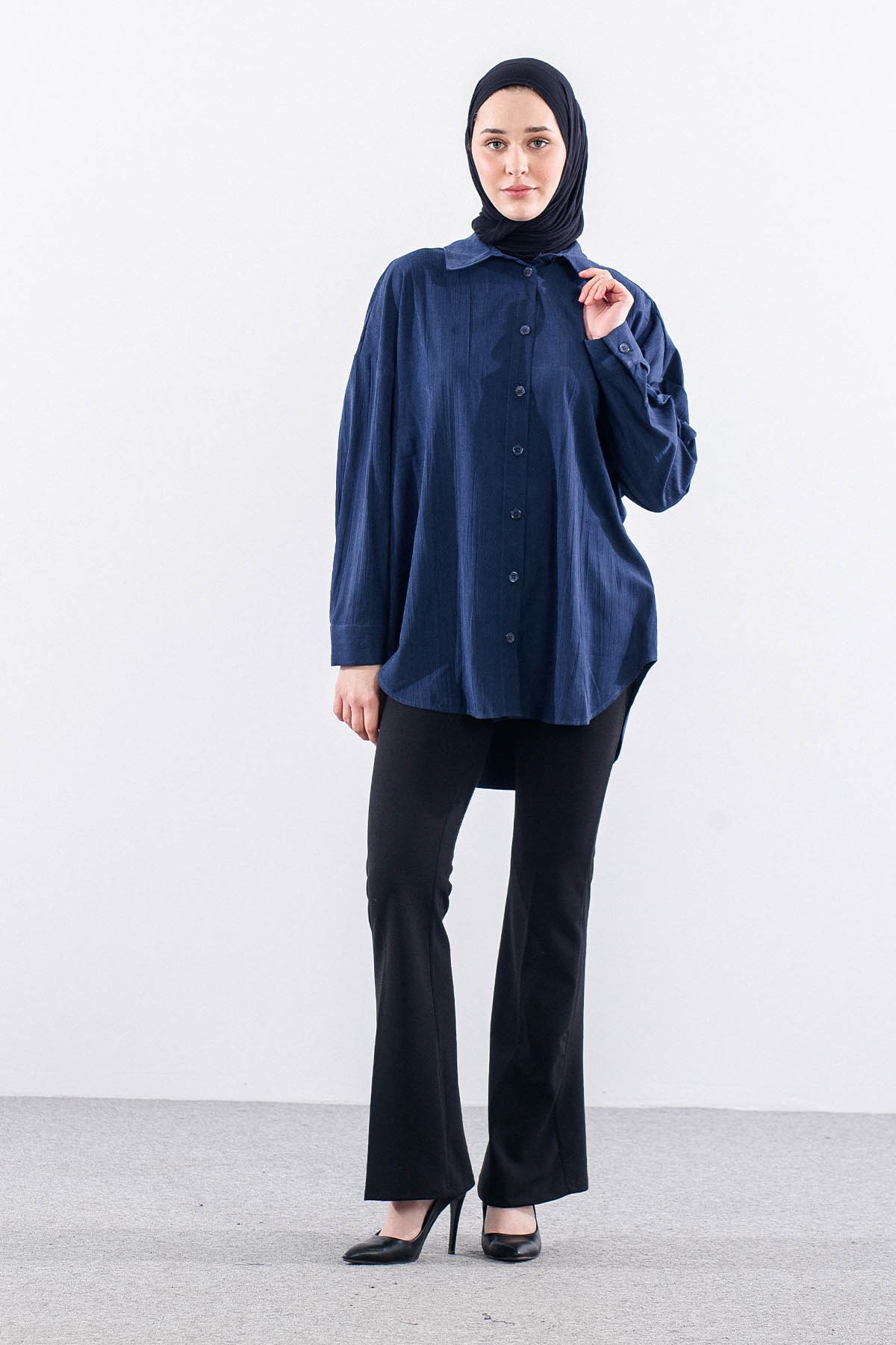 36221 Gömlek Tek Burumcuk - Lacivert - 2