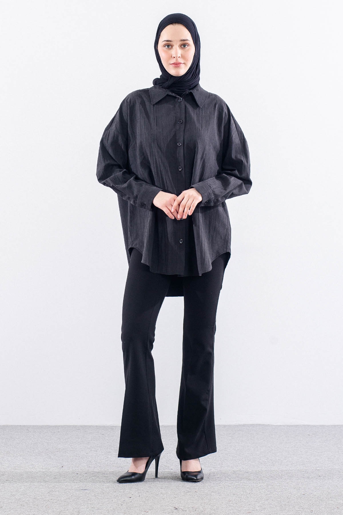 36221 Gömlek Tek Burumcuk - Siyah - 1