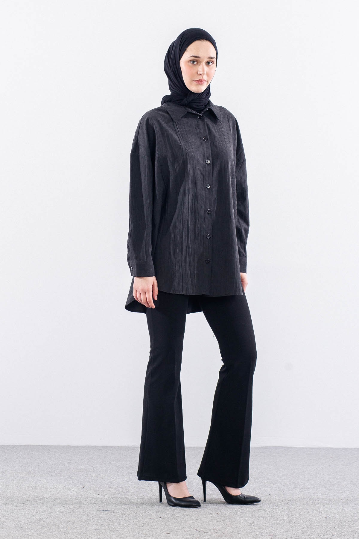 36221 Gömlek Tek Burumcuk - Siyah - 2