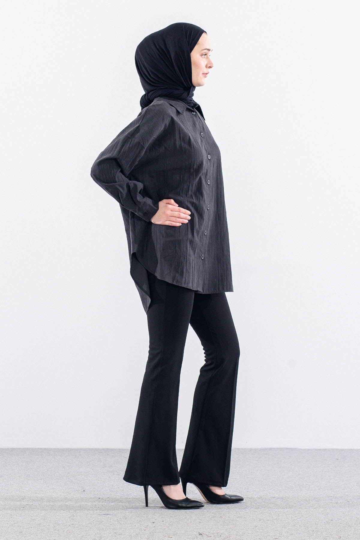 36221 Gömlek Tek Burumcuk - Siyah - 3