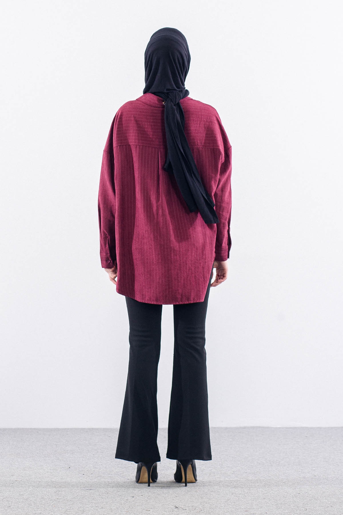 36222 Gömlek Tek Cizgili - Bordo - 5