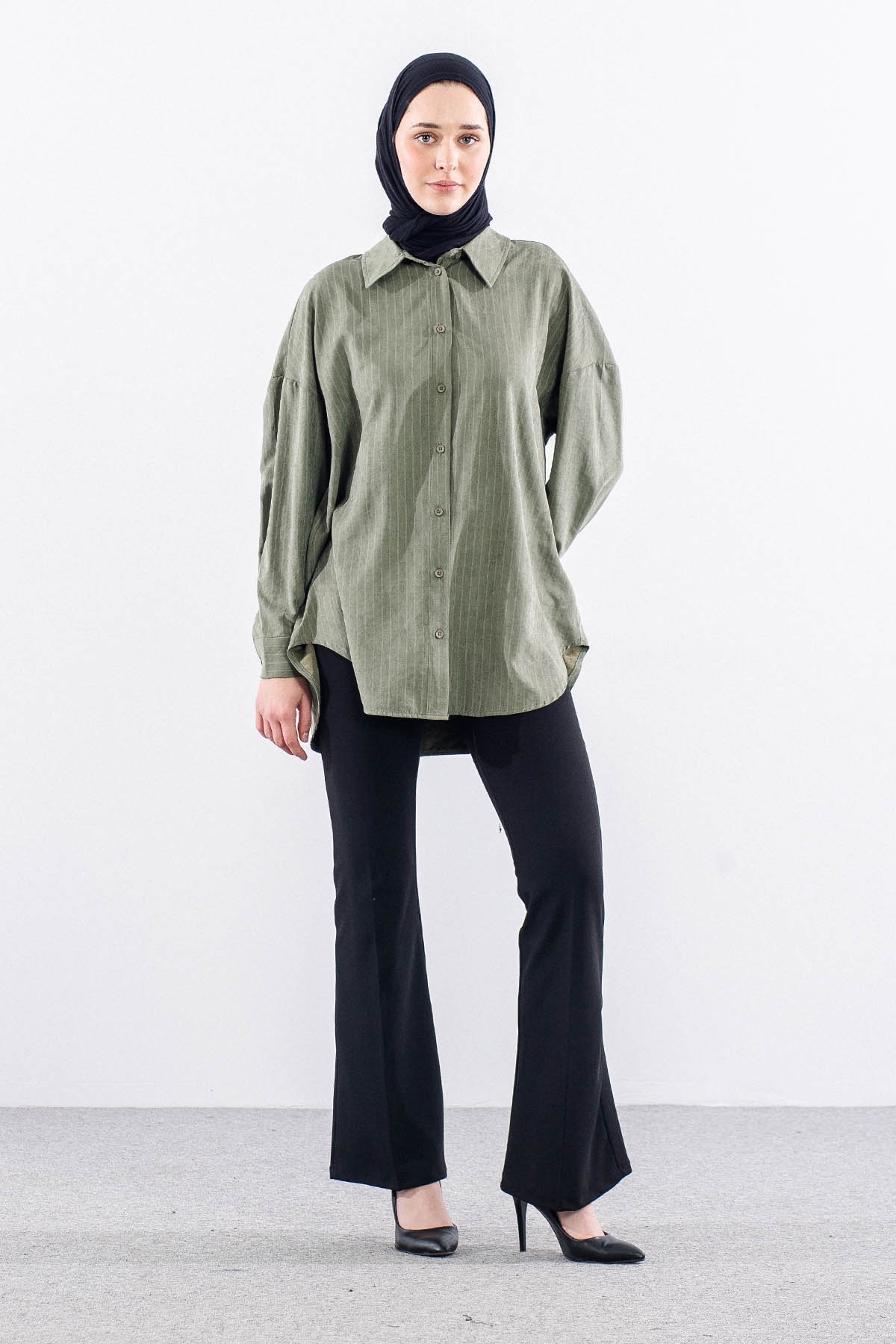 36222 Gömlek Tek Cizgili - Haki - 4