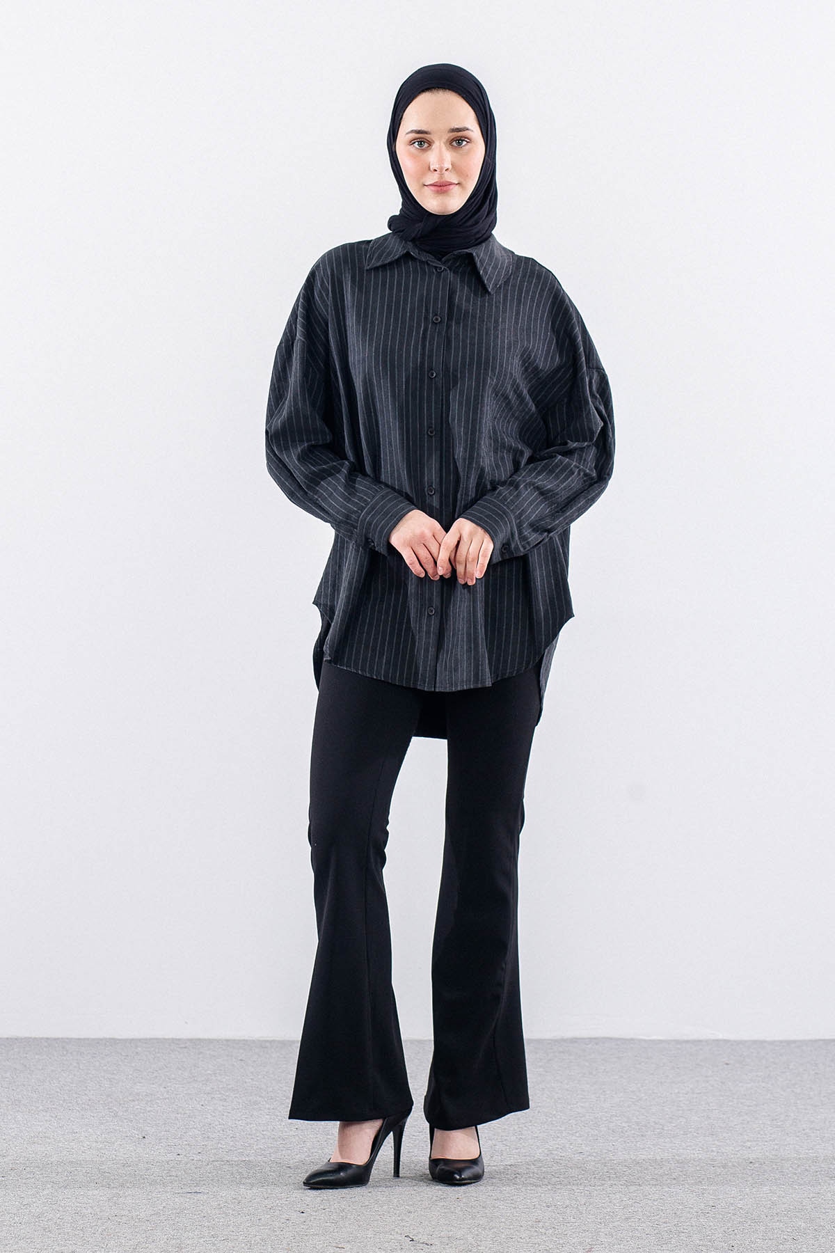 36222 Gömlek Tek Cizgili - Siyah - 1