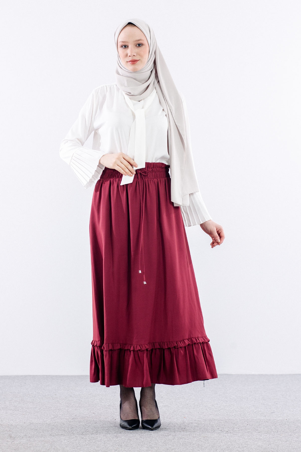 3624 Etek 38-48 Spor - Bordo - 1