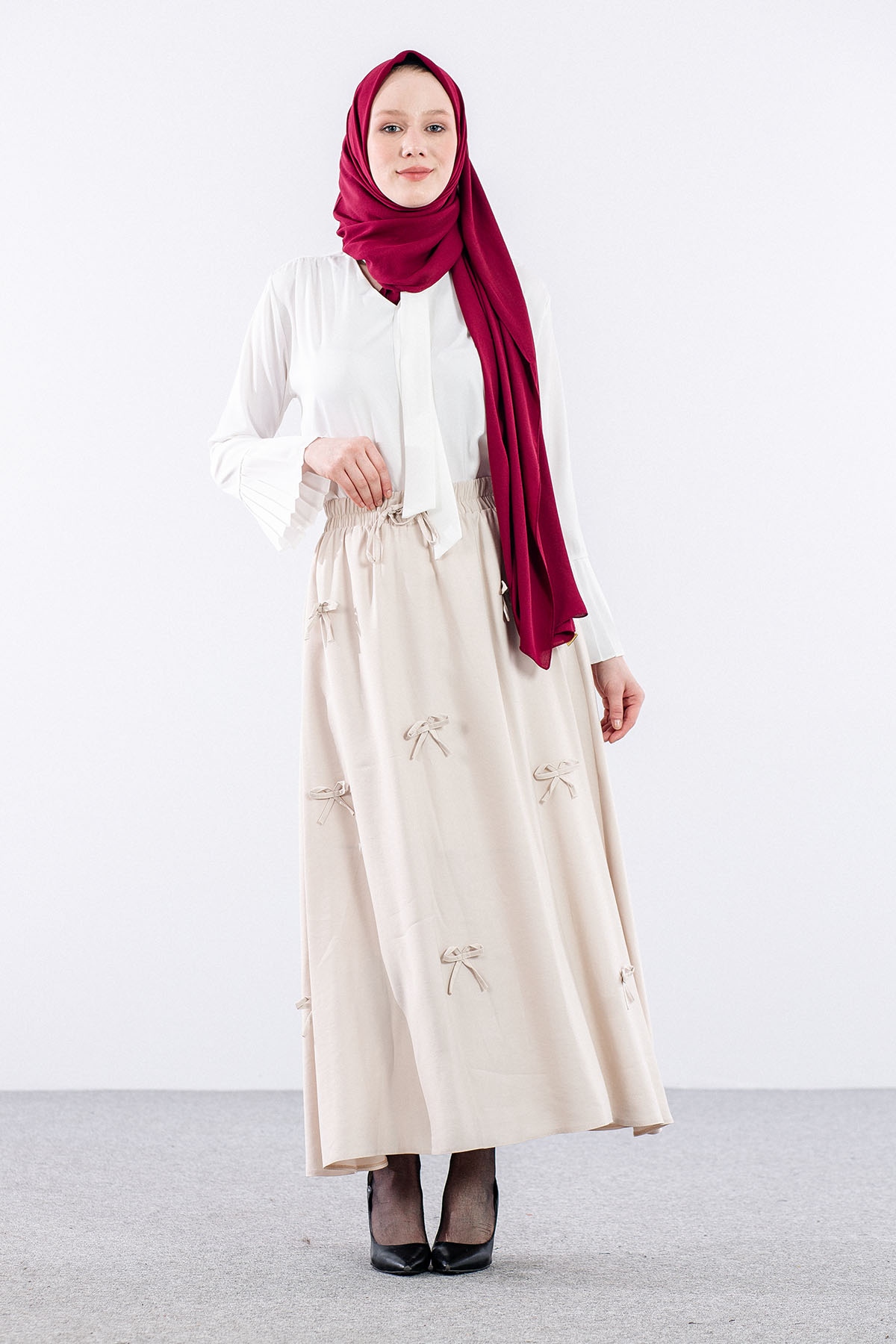 3633 Etek 38-48 Tencel Kumaş - Tas - 1