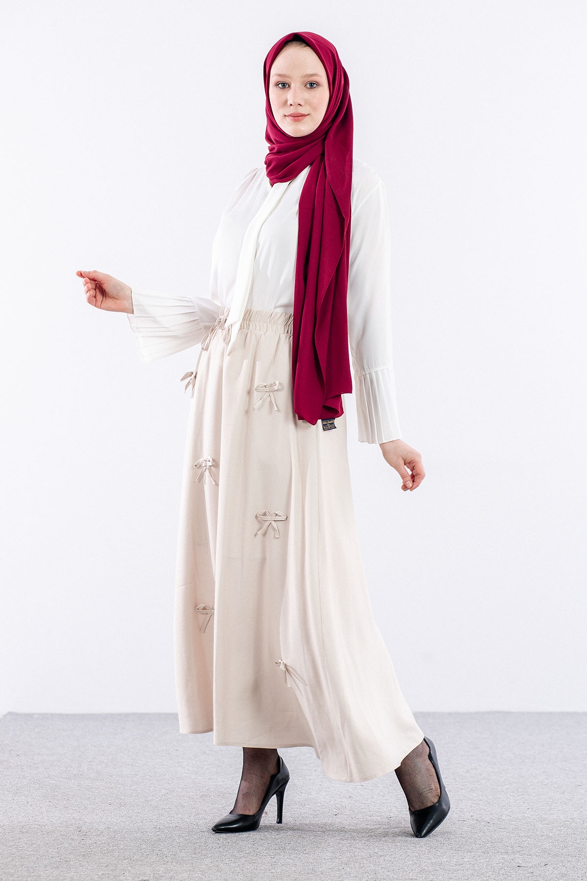 3633 Etek 38-48 Tencel Kumaş - Tas - 3