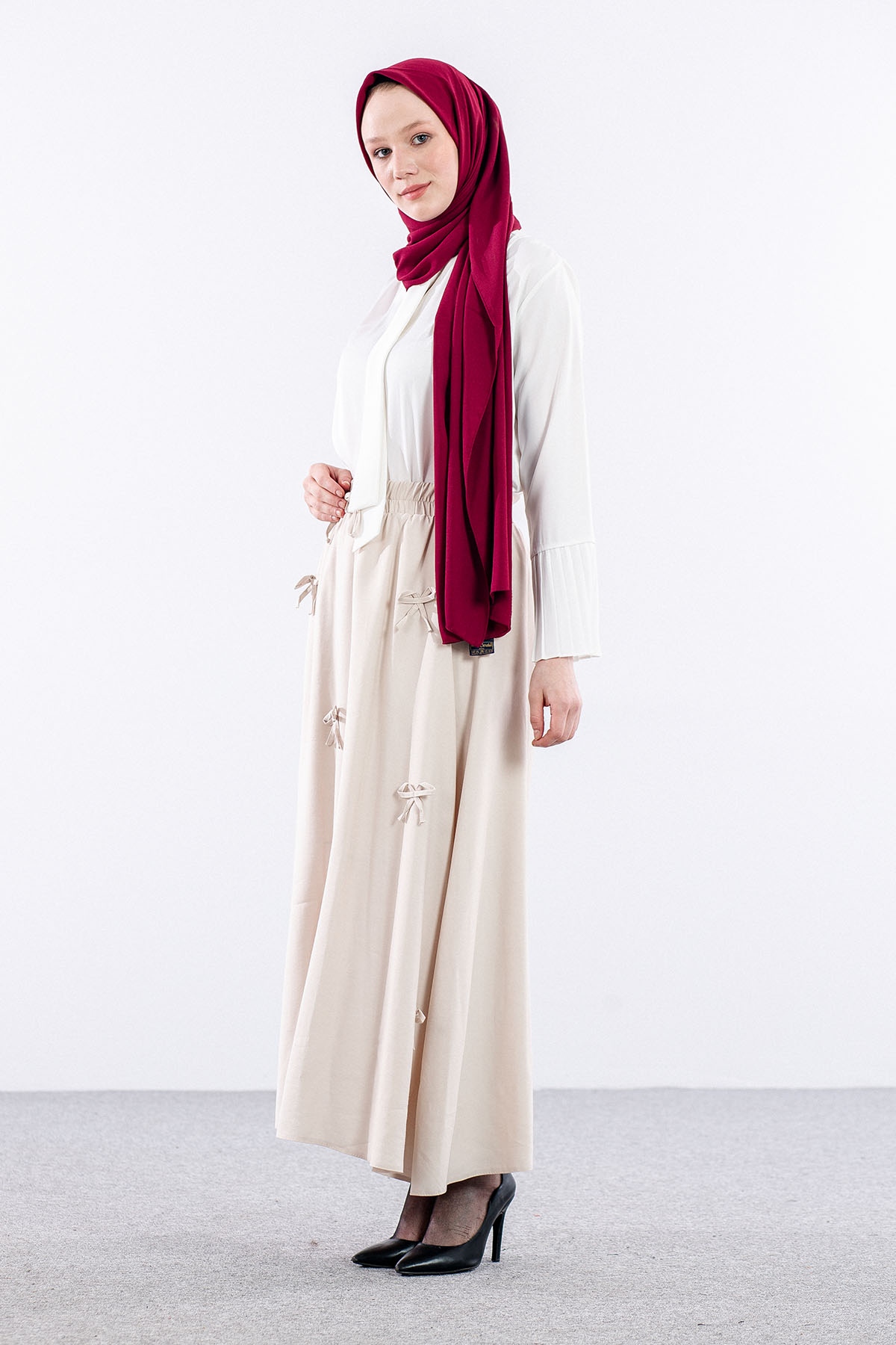 3633 Etek 38-48 Tencel Kumaş - Tas - 4