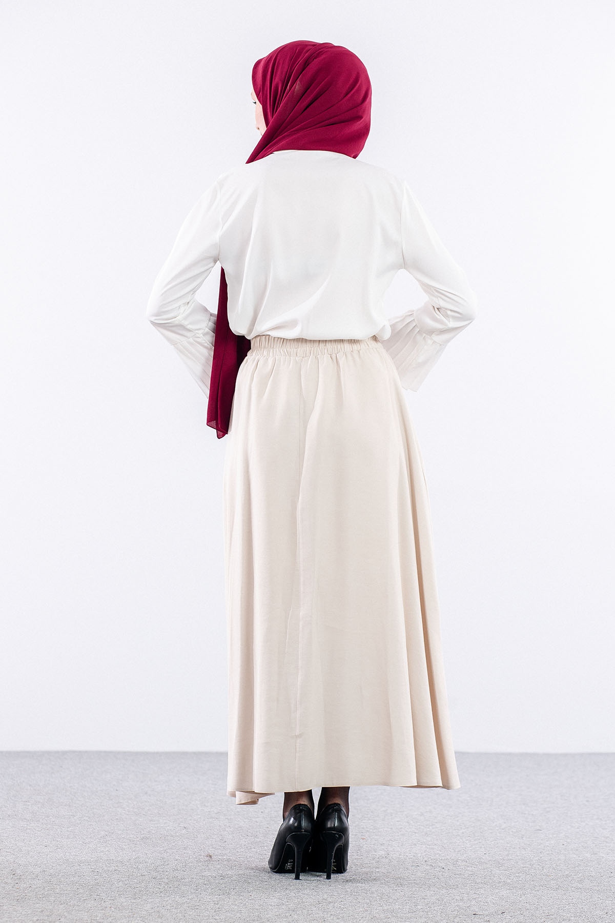 3633 Etek 38-48 Tencel Kumaş - Tas - 6