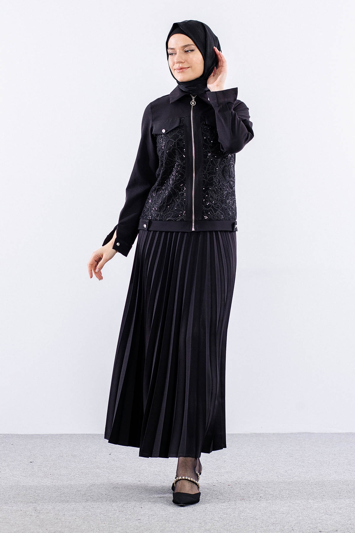 3637 Etek Takim 38-46 Pullu - Siyah - 3