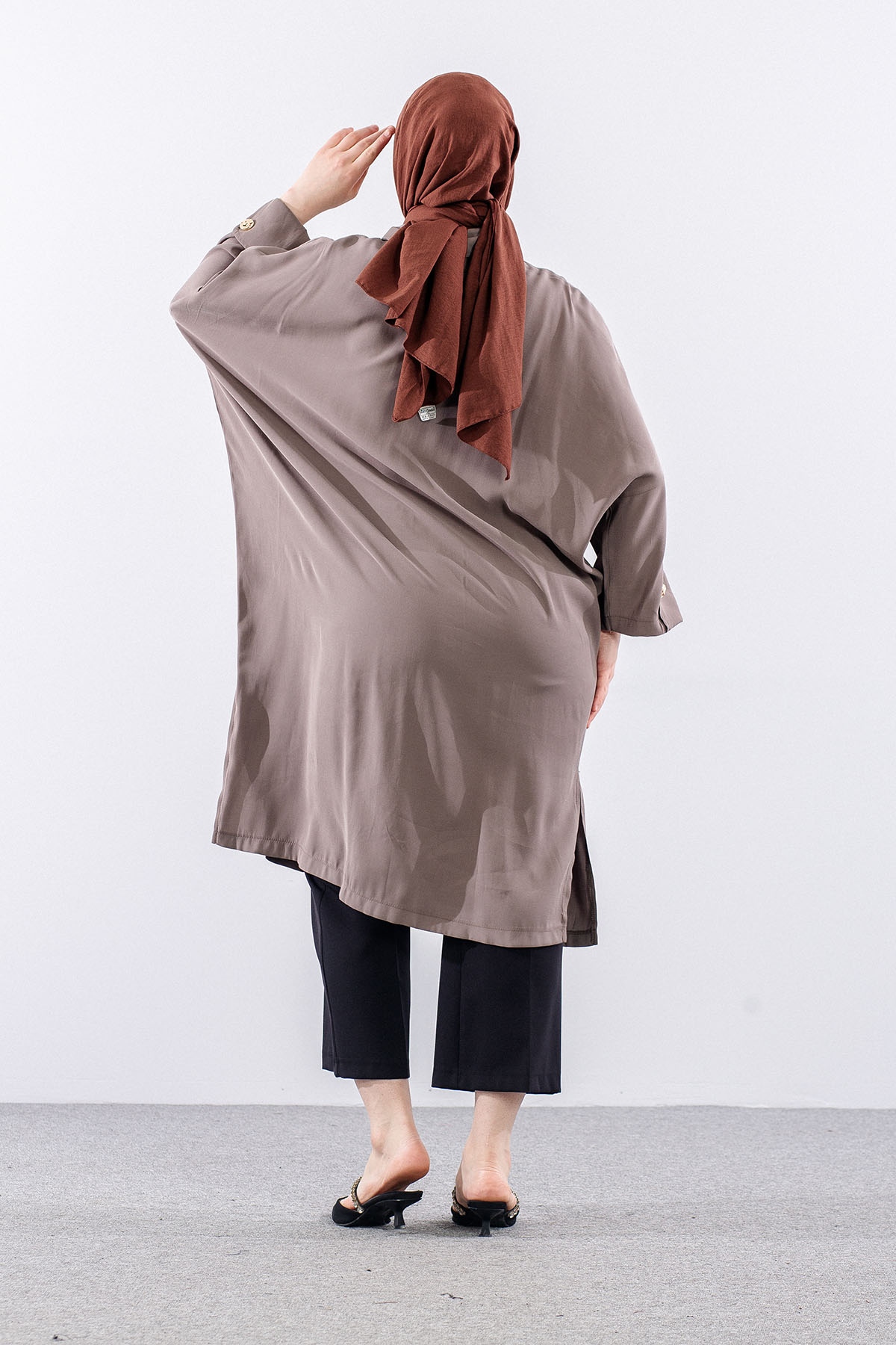 36389 Yarasa Kol Tunik Tek - Vizon - 4