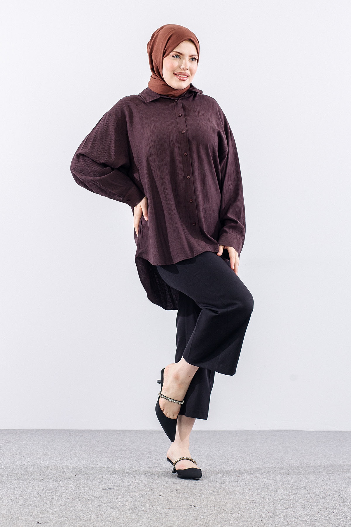 36470 Gömlek Tek - Kahve - 2