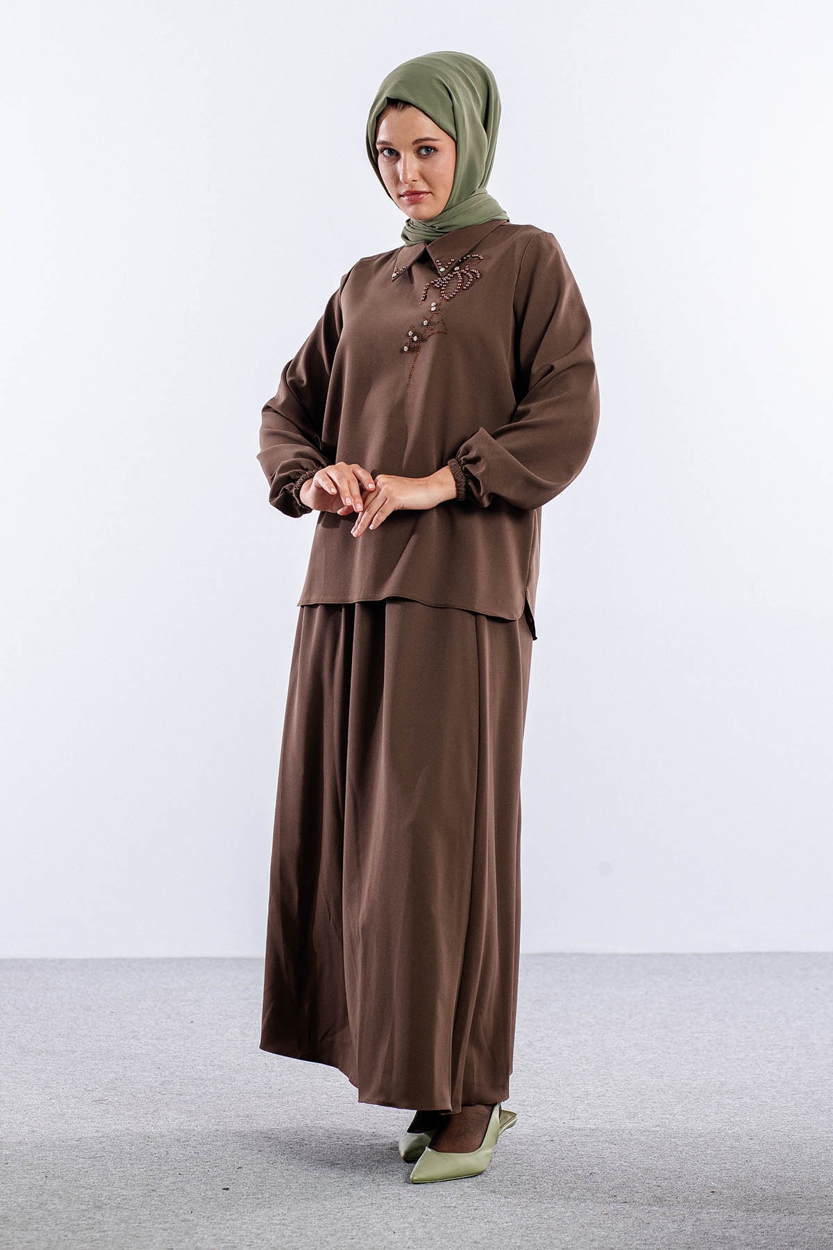 3655 E.takim 42-50  Yaka Tas Isli - Kahve - 2