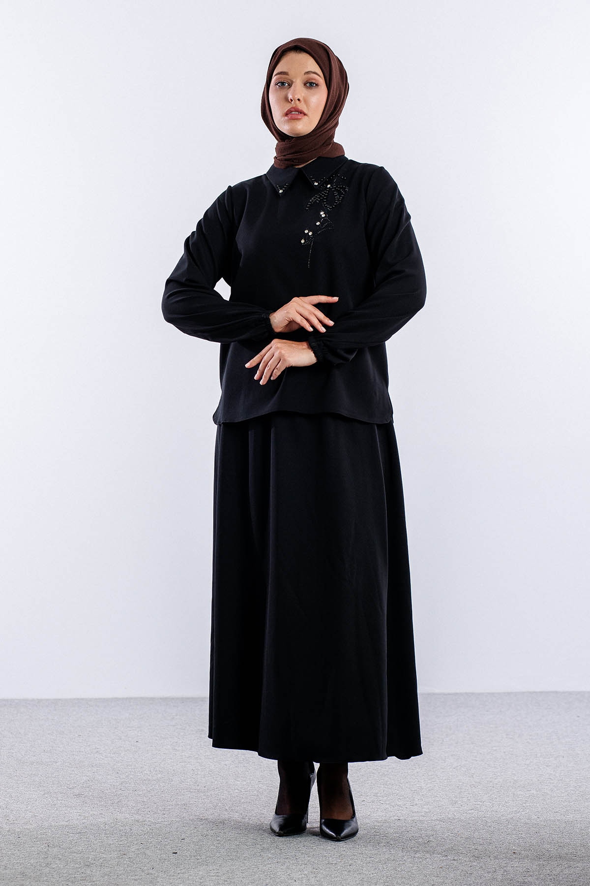 3655 E.takim 42-50  Yaka Tas Isli - Siyah - 2