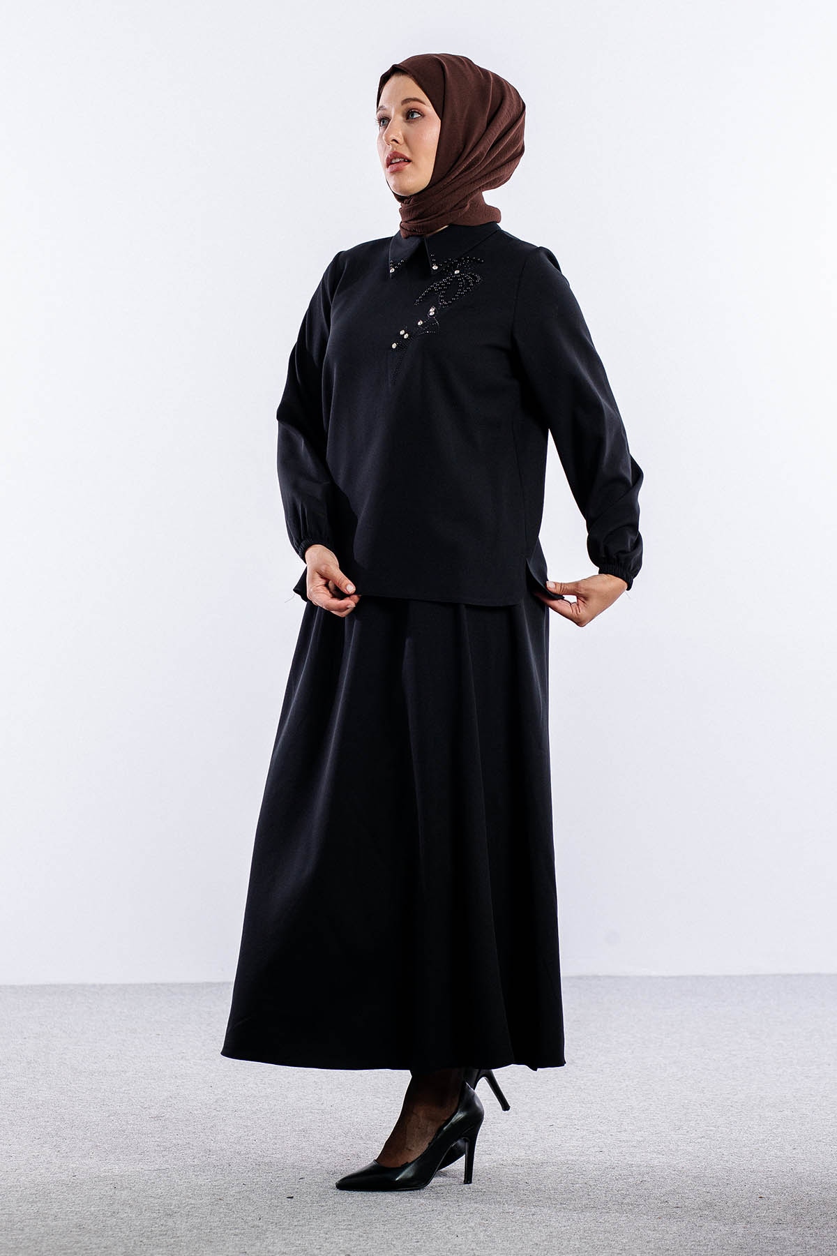 3655 E.takim 42-50  Yaka Tas Isli - Siyah - 3