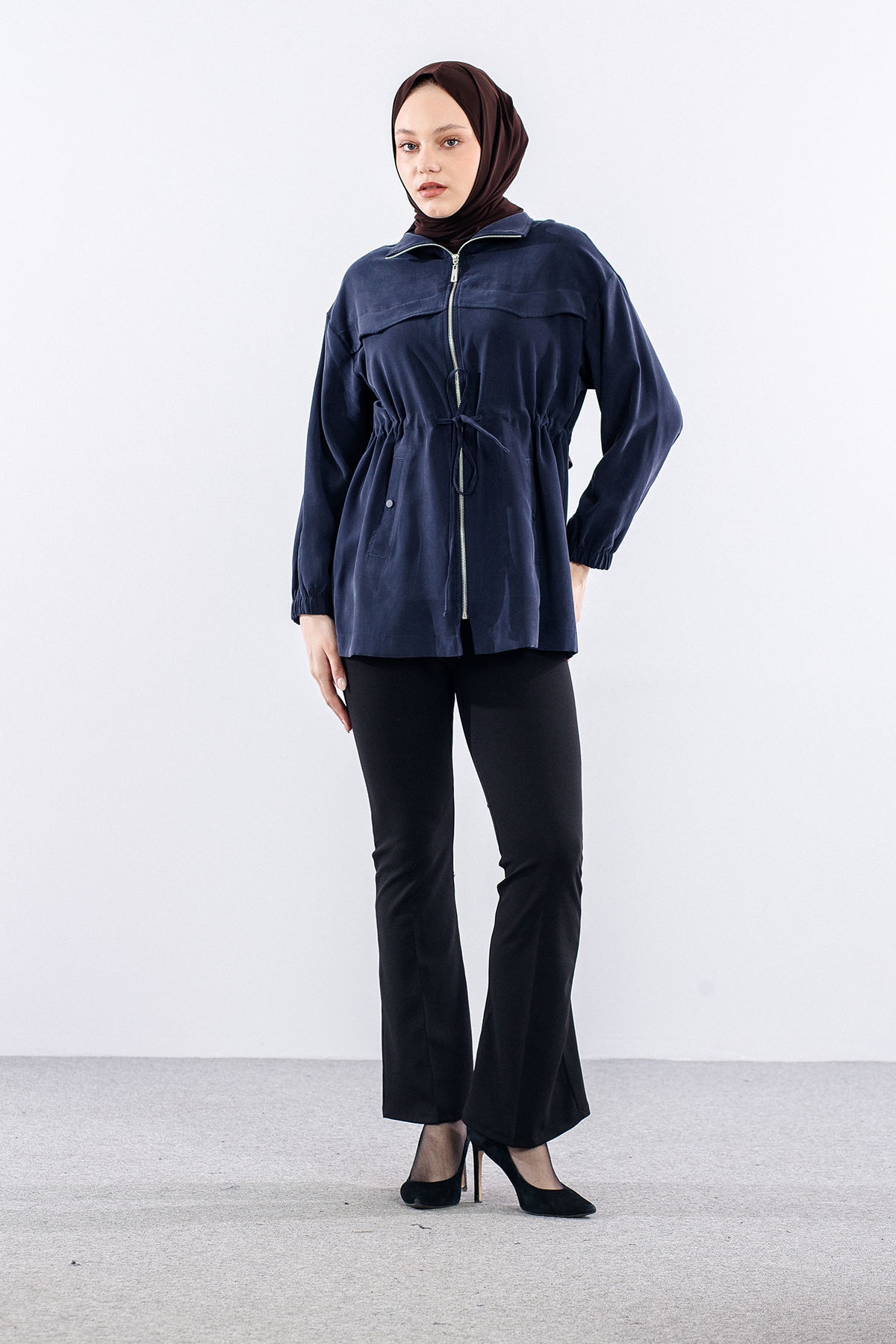 36624 Fermuarli Kap Tek - Lacivert - 1