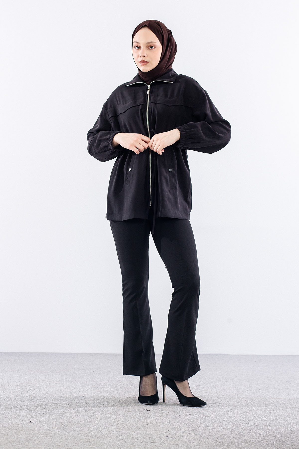 36624 Fermuarli Kap Tek - Siyah - 3