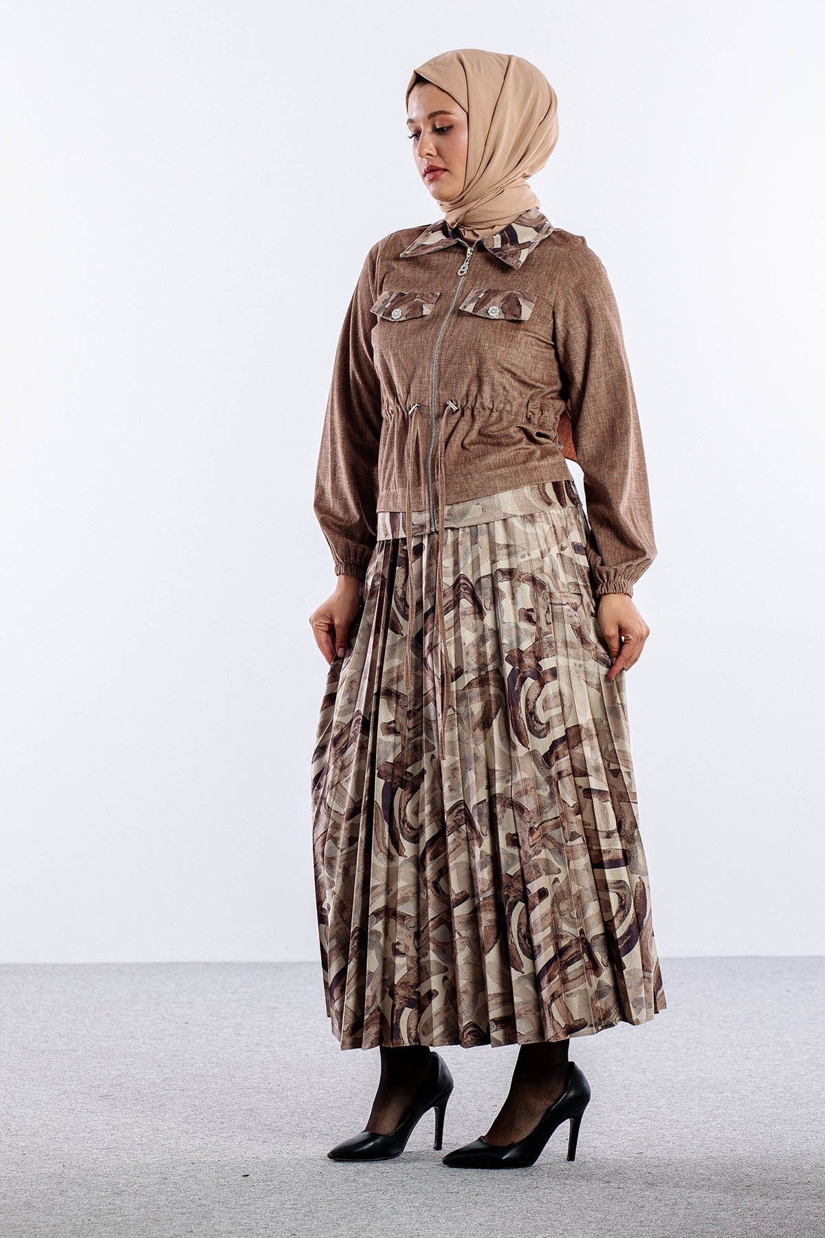 3668 E.takim 38-46 Desenli - Bej - 3