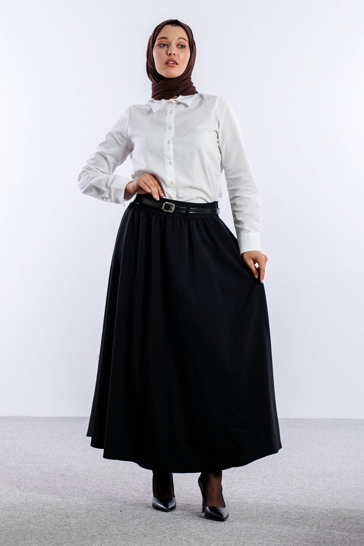 3672 Etek 38-48 Kis Kumas - Siyah - 1