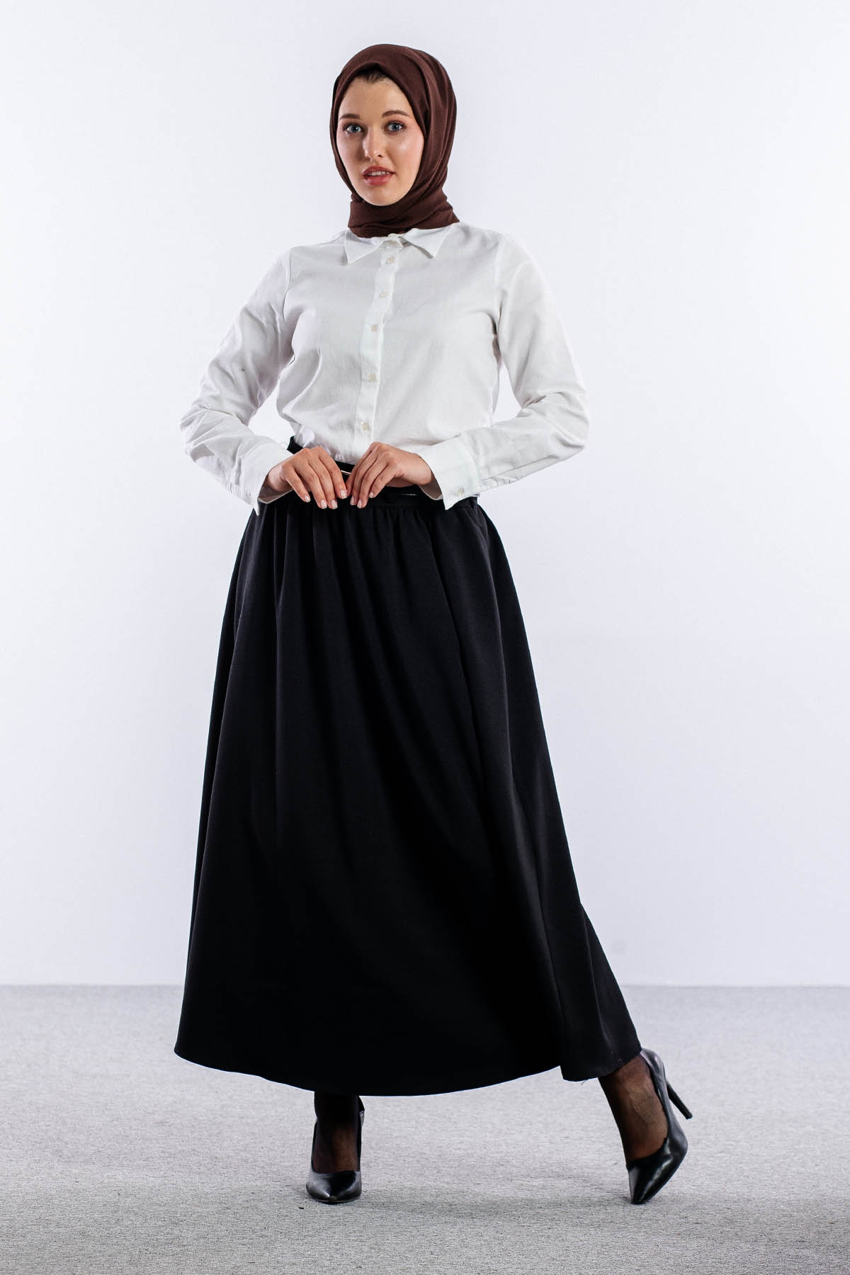 3672 Etek 38-48 Kis Kumas - Siyah - 2